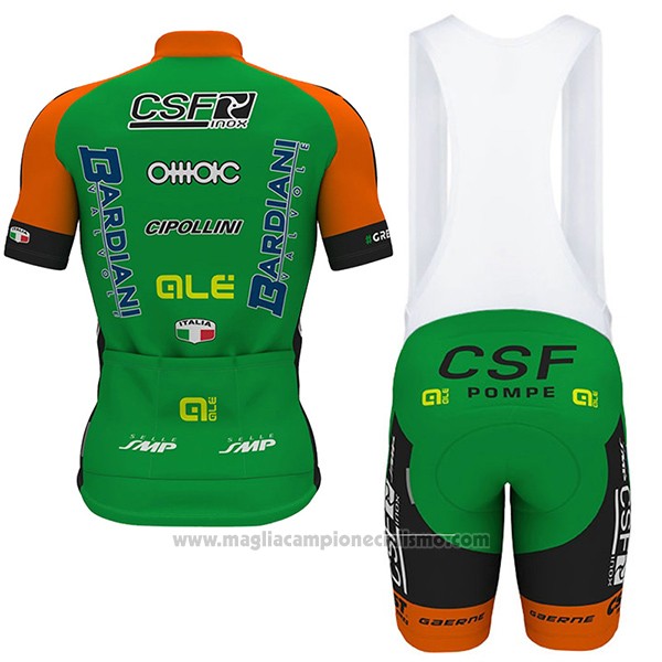 2017 Abbigliamento Ciclismo Bardiani Csf Bianco e Verde Manica Corta e Salopette